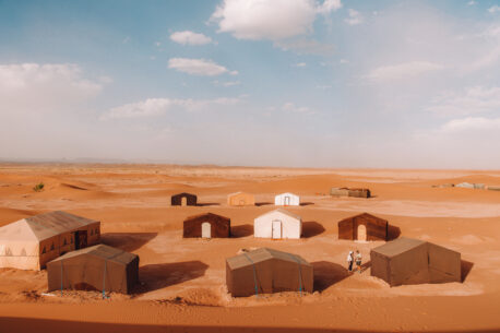 Makeshift tents in the Sahara Desert, Morocco