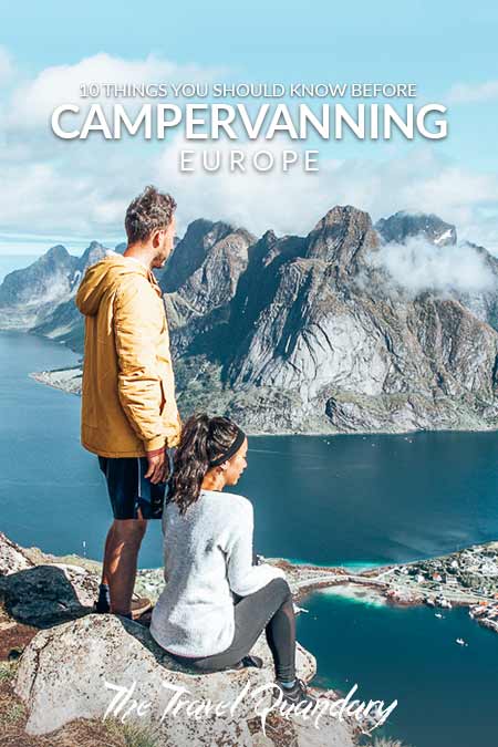 What We Learned From Our 50 Days European Campervan Trip2 Bevan and Jasmine of The Travel Quandary look out over Reine from Reinebringen in the Lofoten Islands, Norway