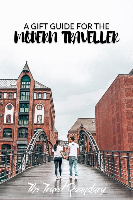 Traveller Gift Guide2 Pin Photo: A couple walk across a bridge in Speicherstadt, Hamburg, Germany