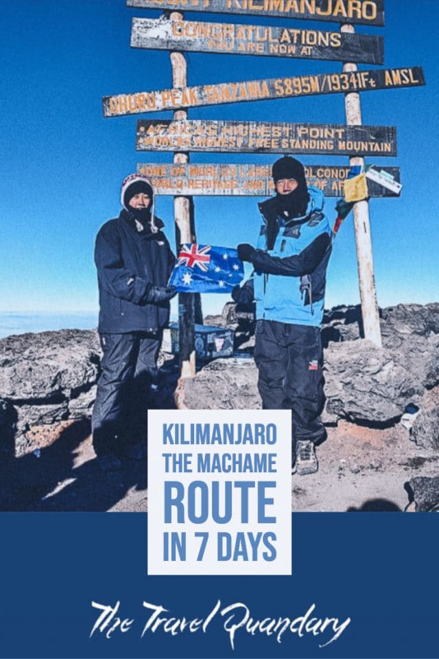 Mt kilimanjaro machame route in 7 days Pinterest Pin Photo: At the top of Mt Kilimanjaro, Uhuru Peak