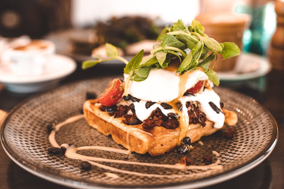 Gringo Waffle with savoury mince at Lady Marmalade Cafe, brunch in Brisbane