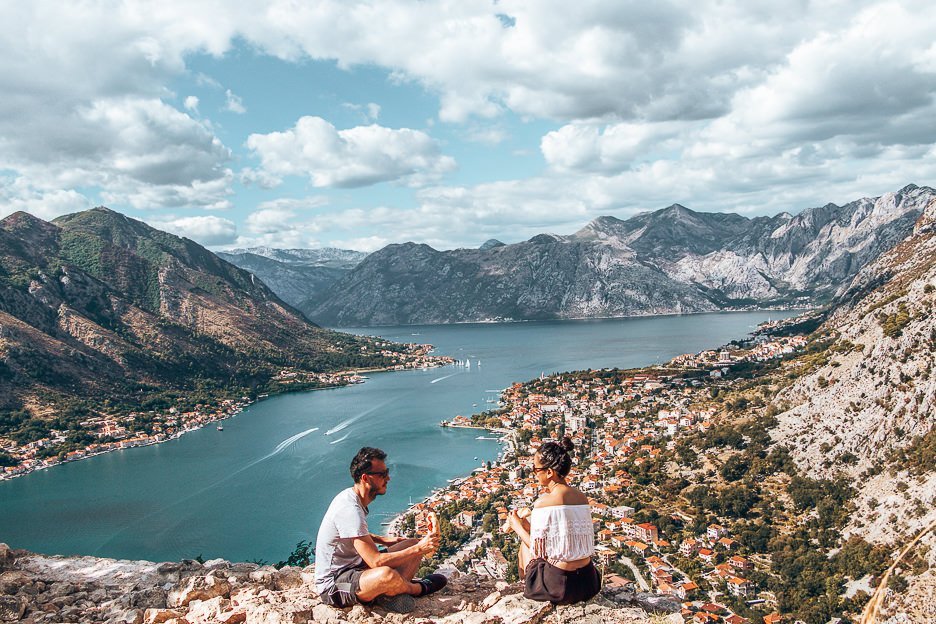 Lunch at St John's Fortress overlooking the Bay of Kotor, Montnegro