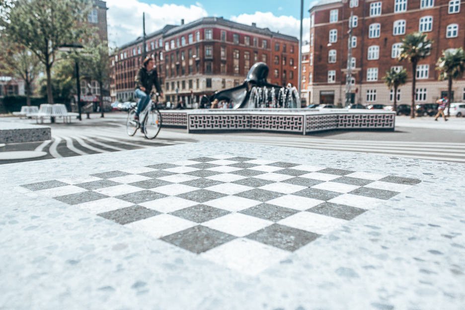 Chess board Superkilen Park - Copenhagen City Guide, Denmark