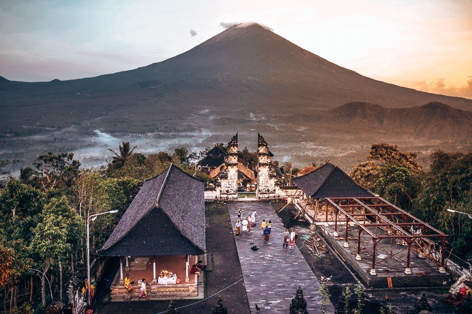 Sunrise over Mount Ajung at Temple of Lempuyang Lehur, Bali Gallery