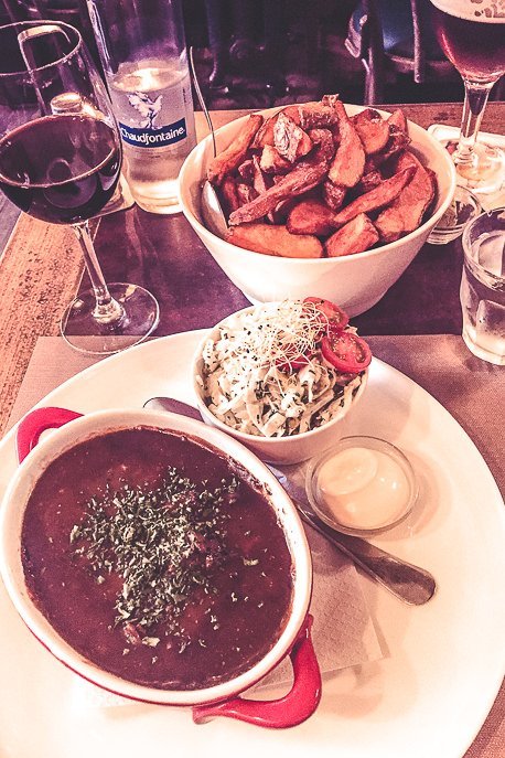 A Beginner’s Guide To Antwerp 6 P Traditional beef stew with beer battered chips at Camping Campina, Antwerp Belgium