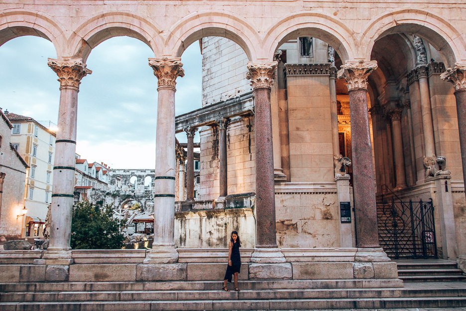 A Complete Guide To Split Croatia 2 L Under the arches of Trg Peristil within Diocletian's Palace at sunrise, Split Croatia