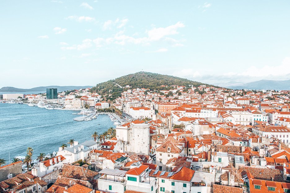 A Complete Guide To Split Croatia 4 L Looking out over the red rooftops and harbour of Split Croatia