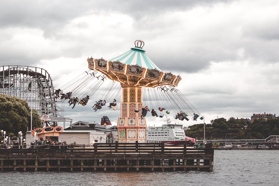 A merry go round up in the air at Grona Lund, Stockholm