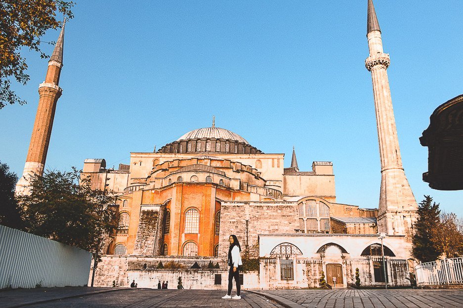 A Guide On How To Spend 4 Days In Istanbul 9 L Jasmine poses in front of the Hagia Sofia, Istanbul