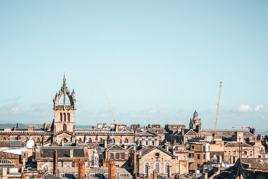 The rooftops of the city under a blue sky, Edinburgh