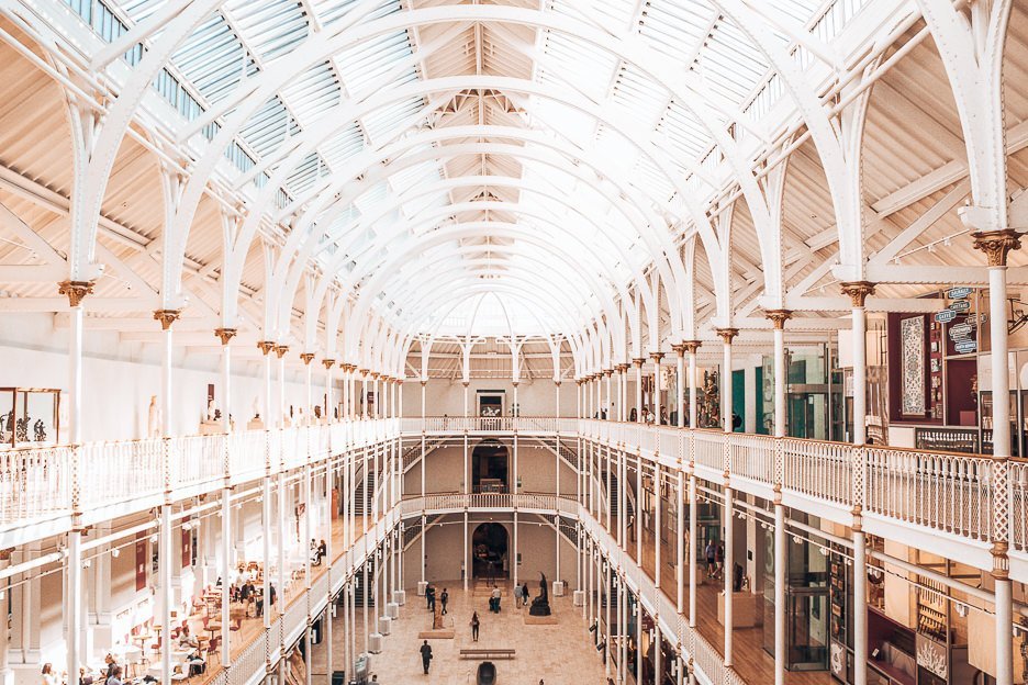 An Unmissable Guide To 48 Hours In Edinburgh 5 L Sunlight streams through the white arches of the National Museum of Scotland, Edinburgh