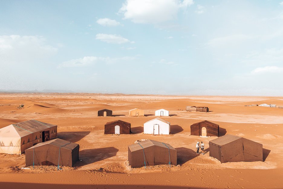 Camping Under The Stars A Night In The Sahara Desert 2 L Tents at a campsite in the Sahara Desert, Morocco