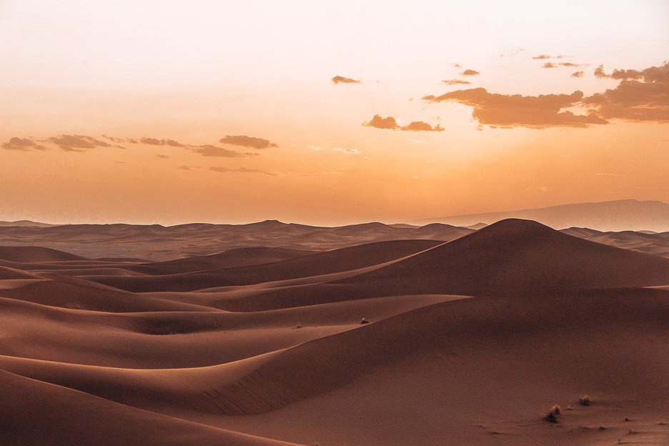 Camping Under The Stars A Night In The Sahara Desert 6 L Sunset over the dunes of the Sahara Desert, Morocco
