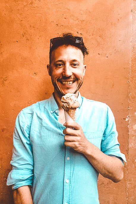 Bevan with his gelato from Ceremeria Cavour - Bologna, Italy
