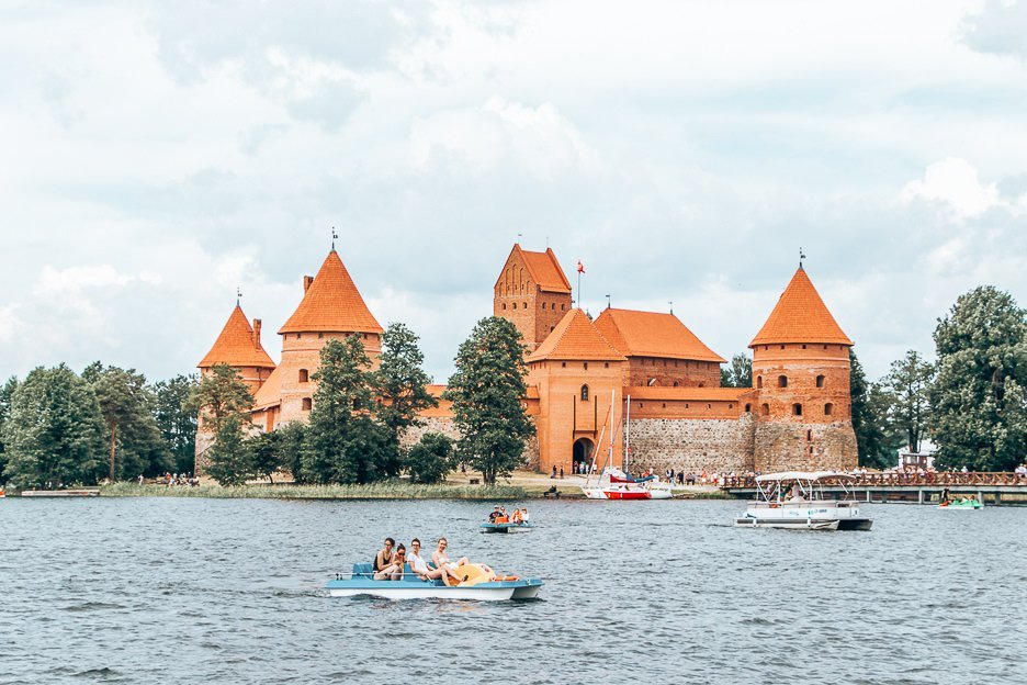 Paddleboats outside Trakai Castle, Vilnius
