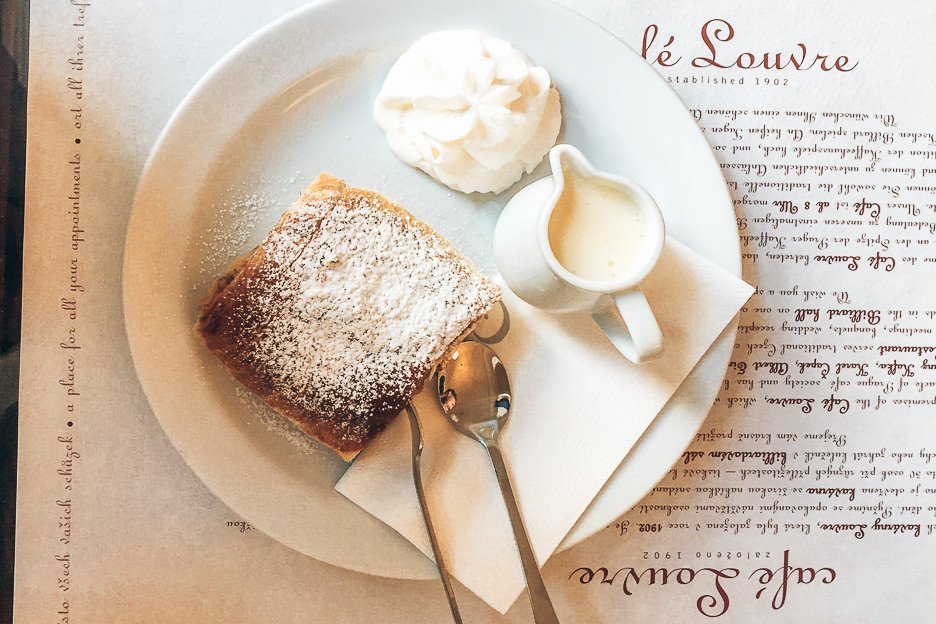 How To See Prague In 2 Days 10 L Apple strudel and cream at Cafe Louvre, Prague City Guide