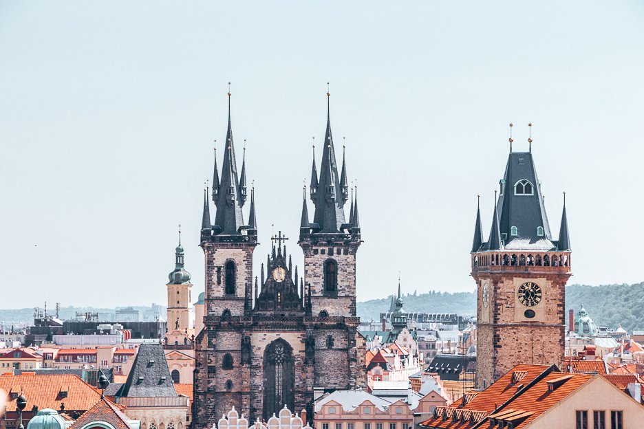 How To See Prague In 2 Days 1 L View of Old Town Hall from the rooftops, Prague