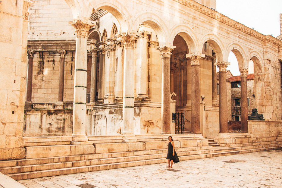 How To Spend 1 Day In Split 1 L Trg Perestil lit up at sunrise in Split, Croatia