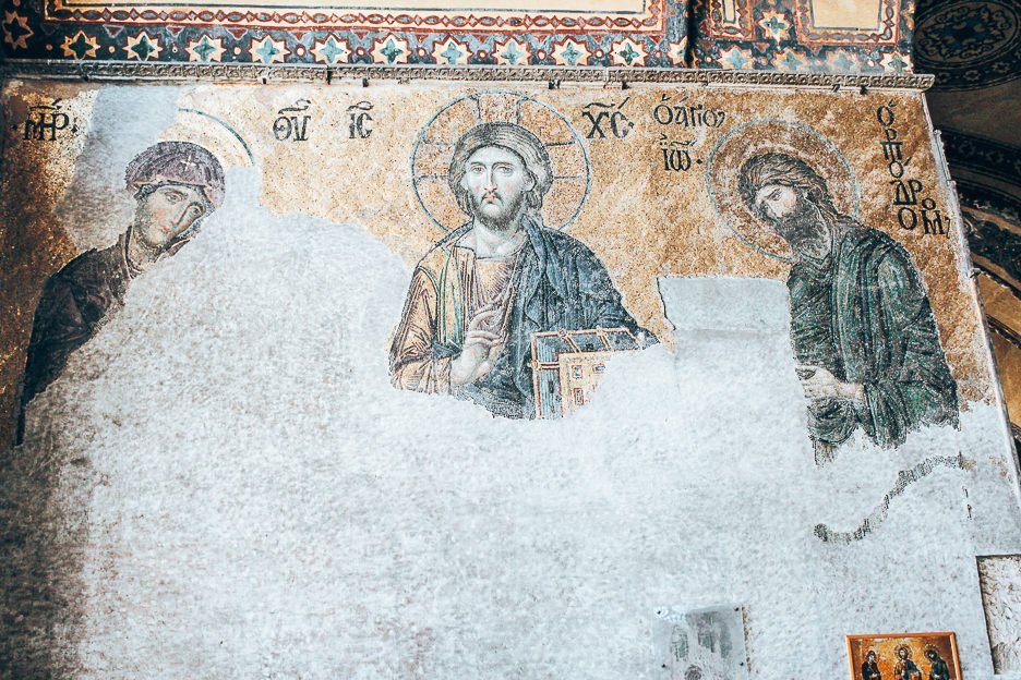 The Deisis Mosaic in the Hagia Sofia Museum, Istanbul