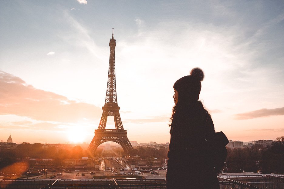 Catching sunrise over the Eiffel Tower from Trocadero, Paris