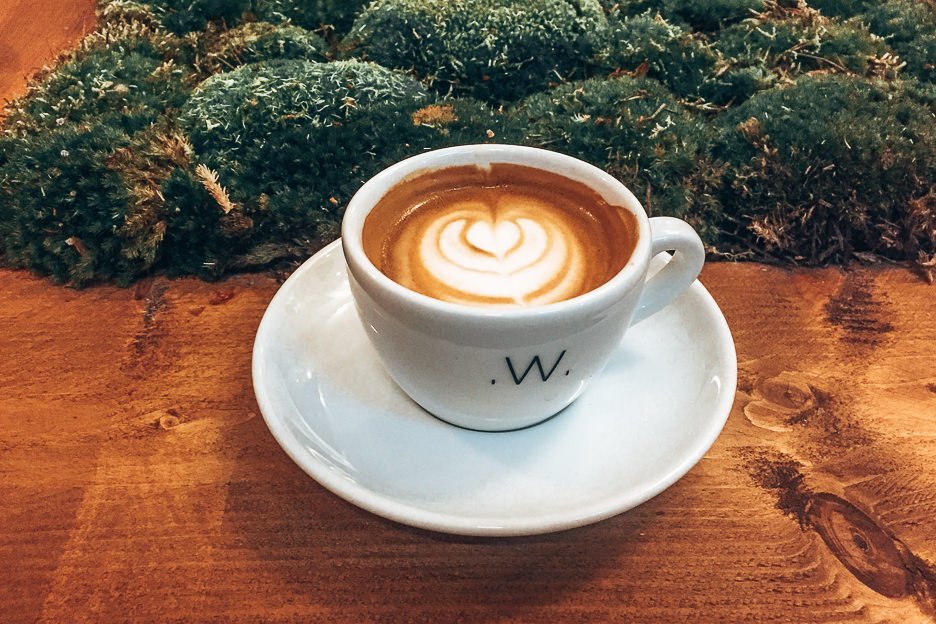 A latte at White Label Coffee