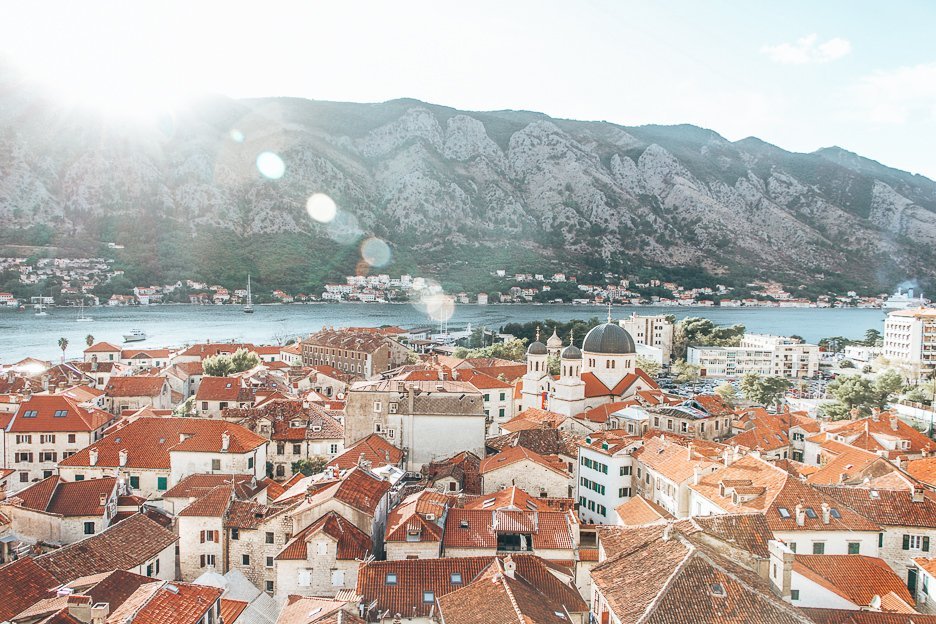 View over red roofs of Kotor, Montenegro