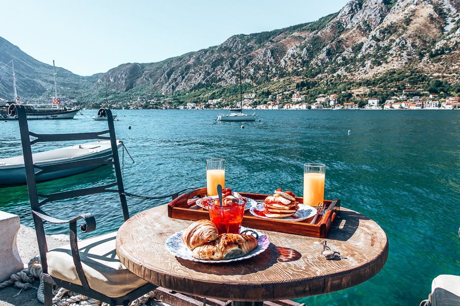 Breakfast with a view in Kotor, Montenegro