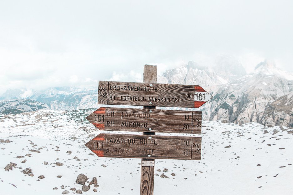 Directions on the trail of Tre Cime di Lavaredo, The Dolomites Italy