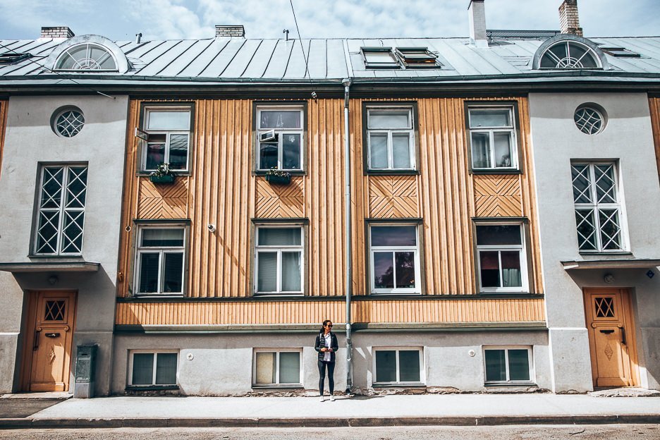 Admiring architectural facades in Tallinn, Estonia