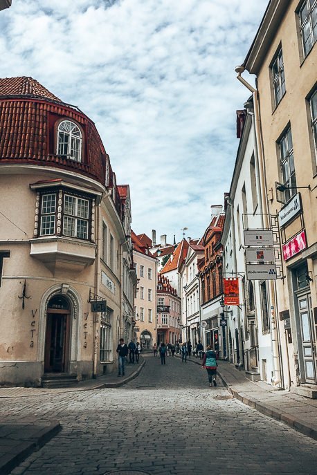 Cobblestone streets in the Old Town of Tallinn, Estonia