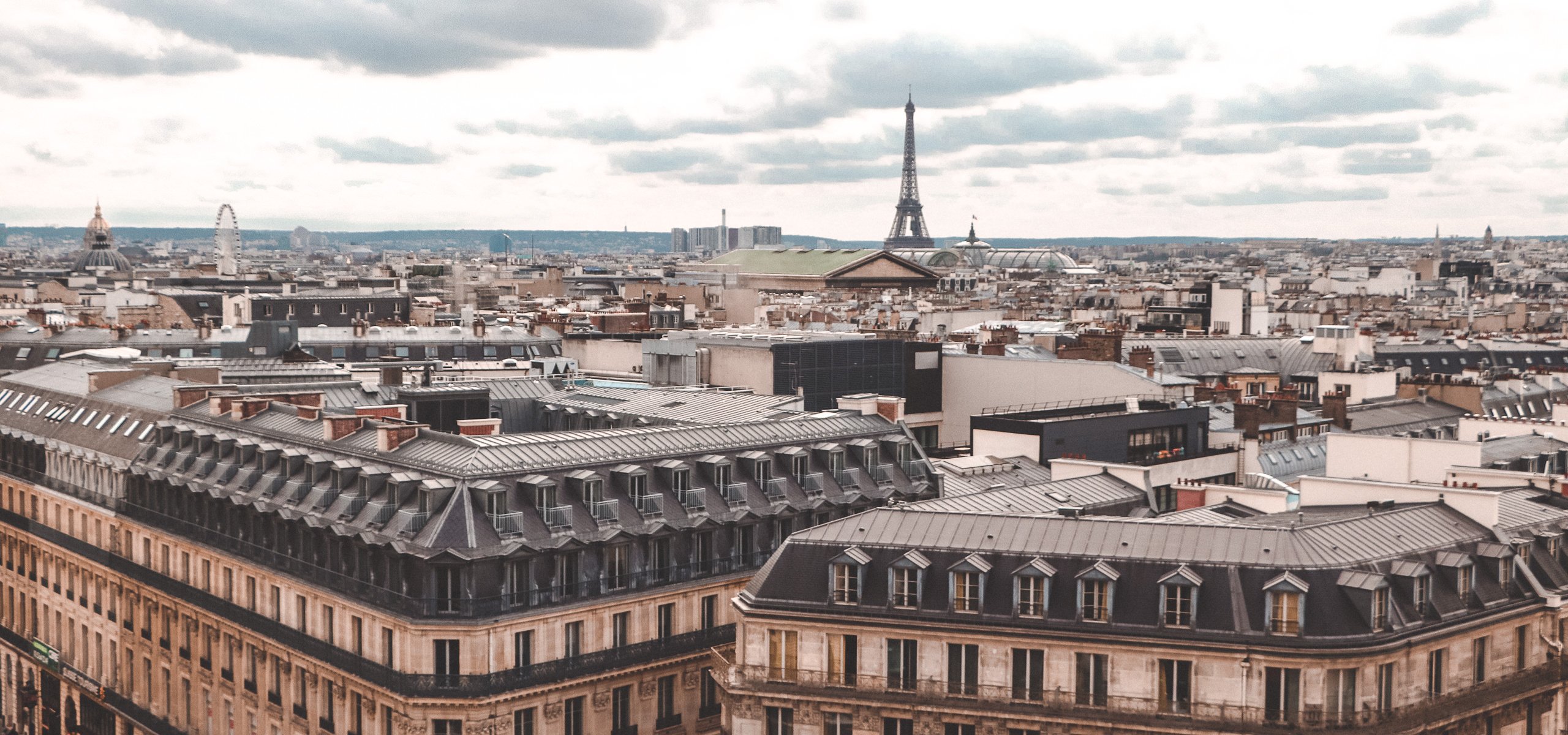View of Parisian rooftops from Galaries Lafayette, Paris