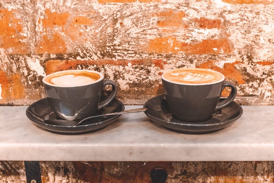 An Insiders Guide To Brisbane Australia 18 L Two flat whites at John Mills Himself, Brisbane Australia