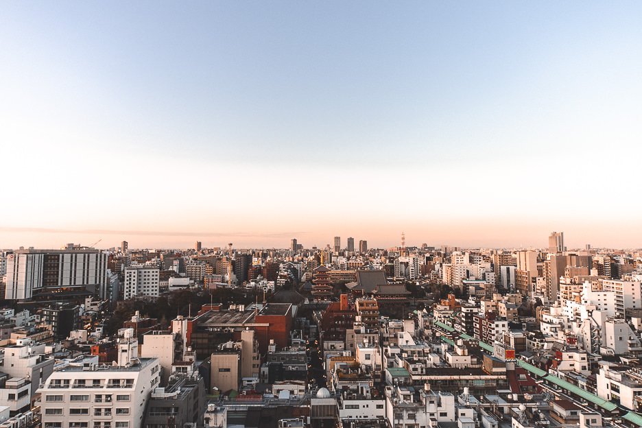 View over the Asakusa neighbourhood from the terrace of The Gate Hotel Kaminarimon by HULIC