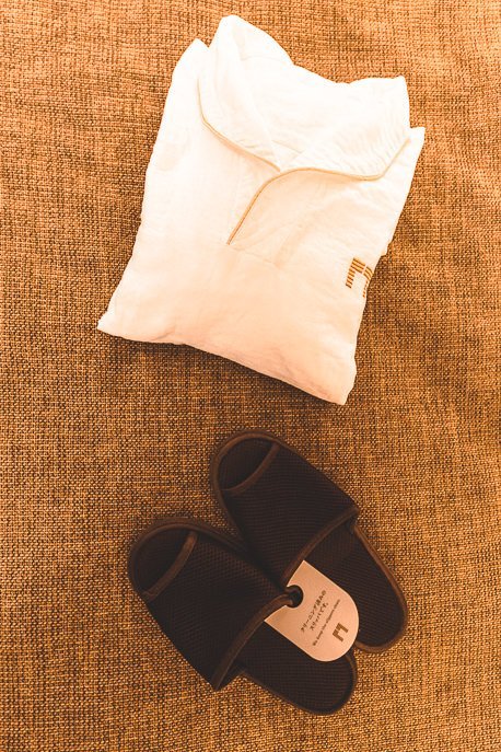 Double gauze fabric pyjama set and slippers at The Gate Hotel Kaminarimon by HULIC