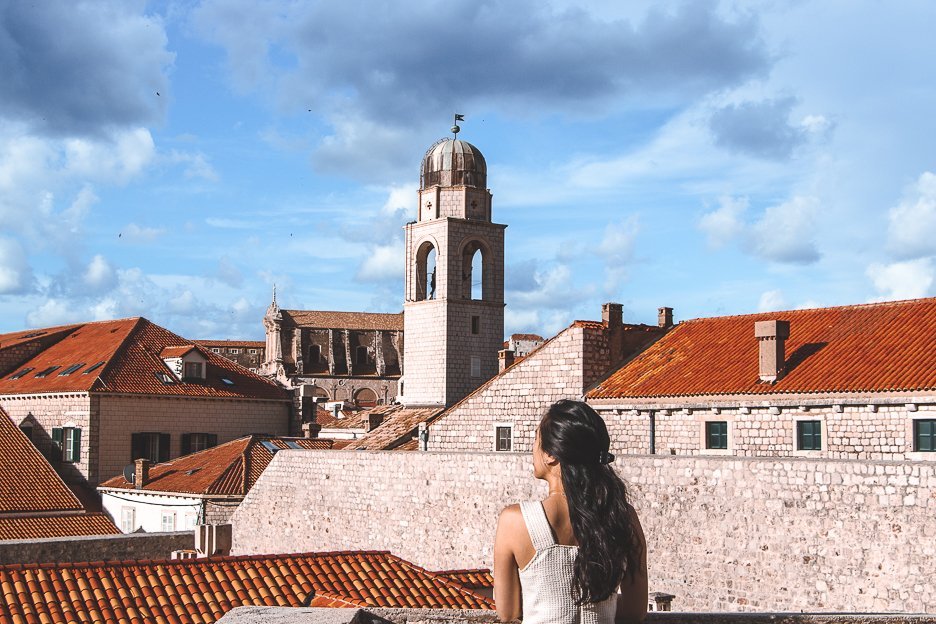 A view of the bell tower in Dubrovnik Old Town