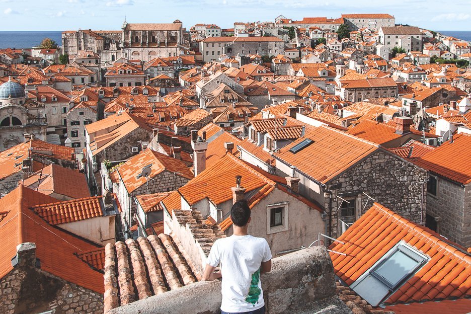 Looking out over the red terracotta roofs of Dubrovnik Old Town