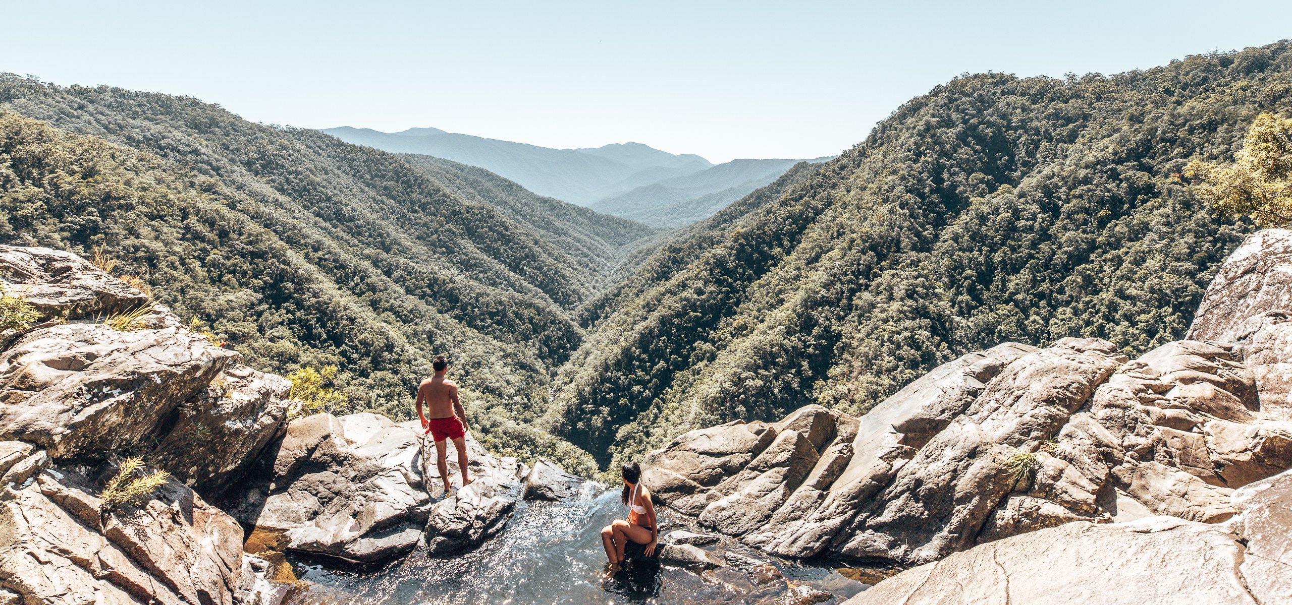 Swimming at the top of Windin Falls, tropical north Queensland