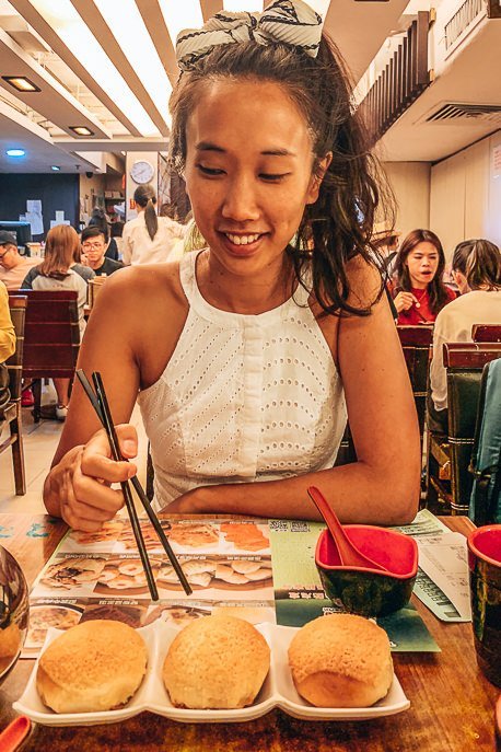 Eating dim sum hong kong michelin star restaurant Tim Ho Wan, Hong Kong
