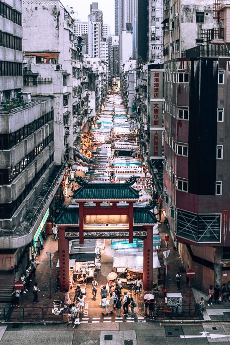 How To Spend 4 Days In Hong Kong 5 P Aerial view of Temple Street Night Market - what to do in Hong Kong