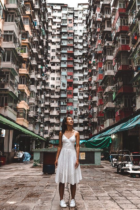 How To Spend 4 Days In Hong Kong 9 P A girl stands in the courtyard of Yick Fat Building Hong Kong