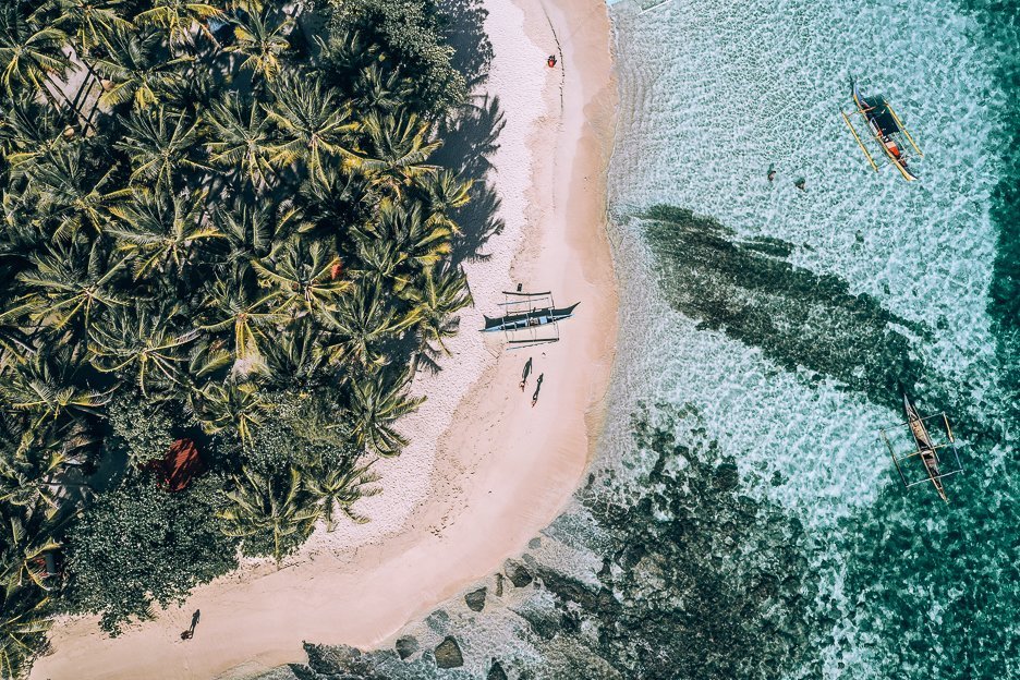 Aerial view of Guyam Island in Siargao, The Philippines