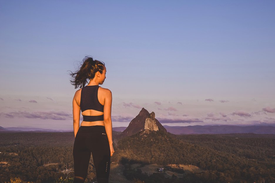 Awesome Day Trips From Brisbane 8 L Jasmine stands atop Mount Ngungun in the Glass House Mountains - places near Brisbane
