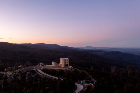 Mauve sunset over The Keep, luxury accommodation in Goulds Country, Tasmania Australia