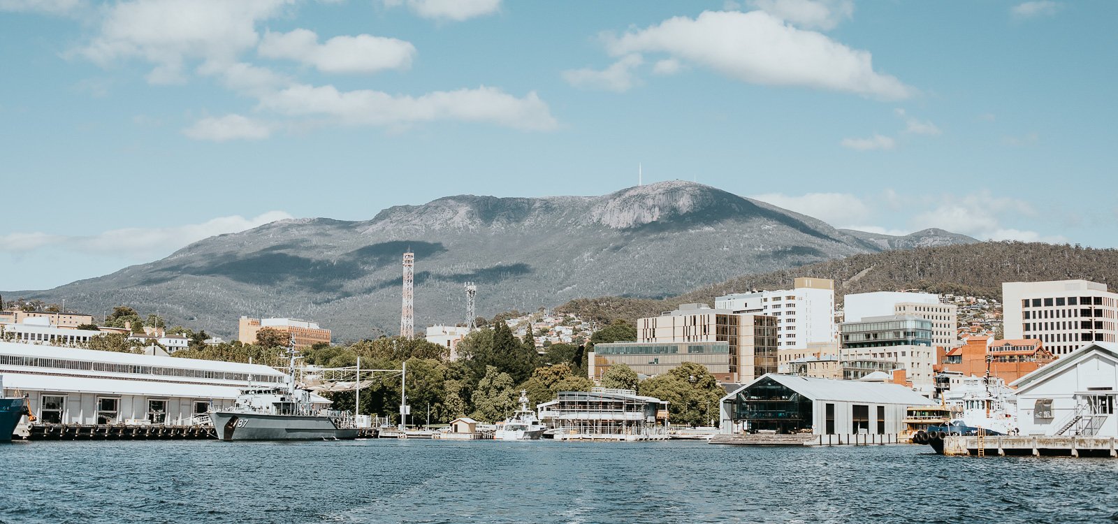 Hobart waterfront with Mt Wellington in the background