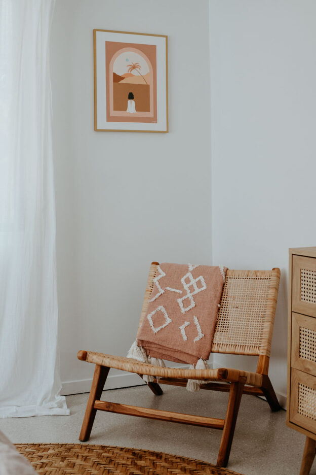 Rattan chair & coastal design elements