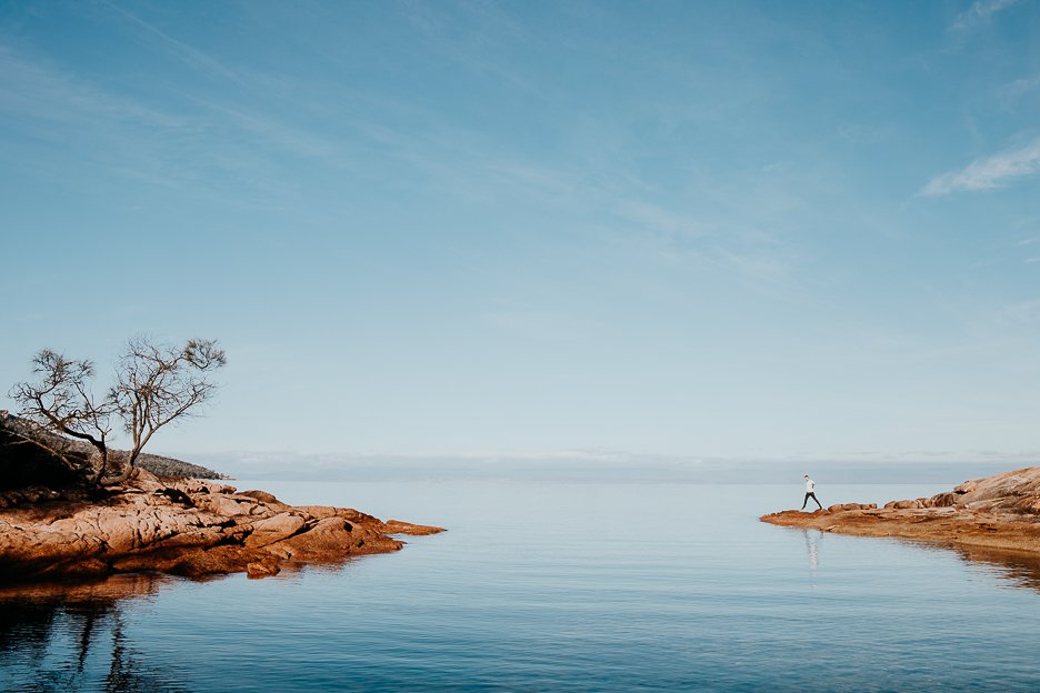 Tasmania Itinerary 6 L Morning stillness at Honeymoon Bay, Freycinet National Park