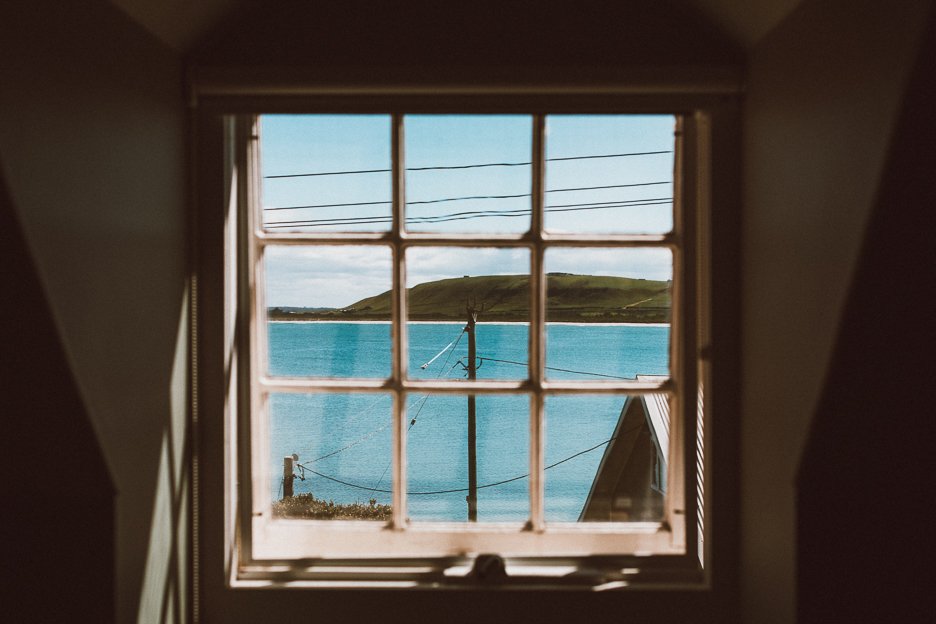The bay through the dormer windows of the Ship Inn Stanley