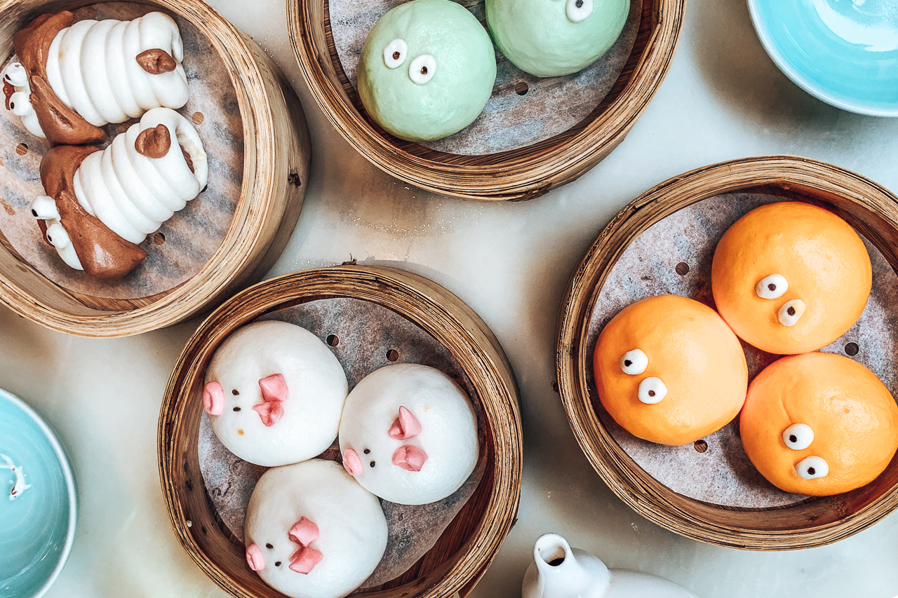 Cartoonish, coloured dim sum at Yum Cha Central, Hong Kong